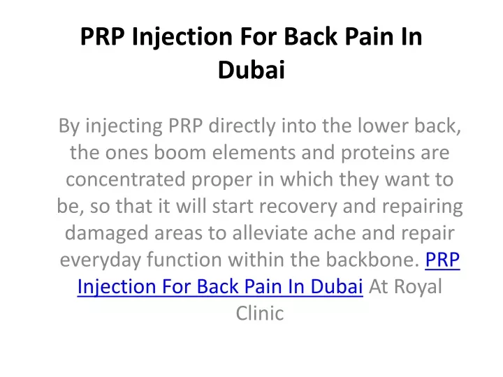 prp injection for back pain in dubai