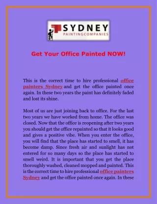 Get Your Office Painted NOW!
