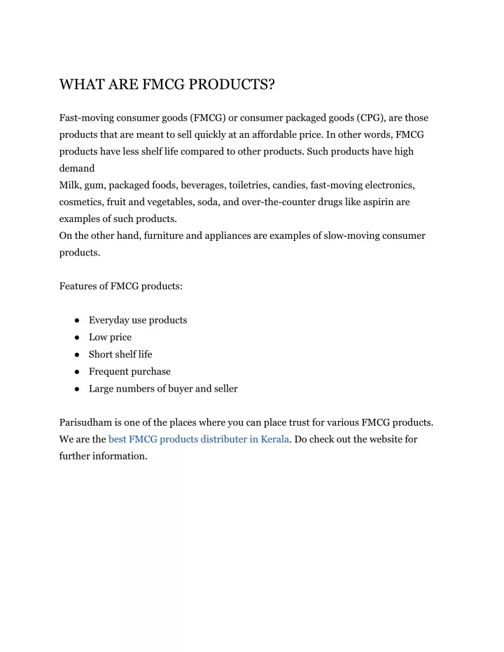 what are fmcg products