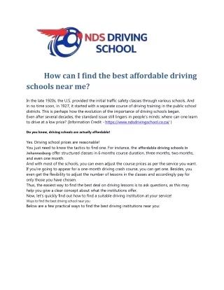 How can I find the best affordable driving schools near me