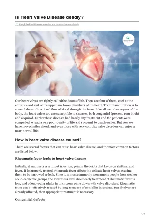 Is Heart Valve Disease deadly?