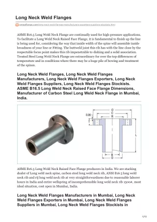 Long Neck Weld Flanges Manufacturers In India