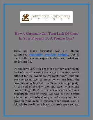 how a carpenter can turn lack of space