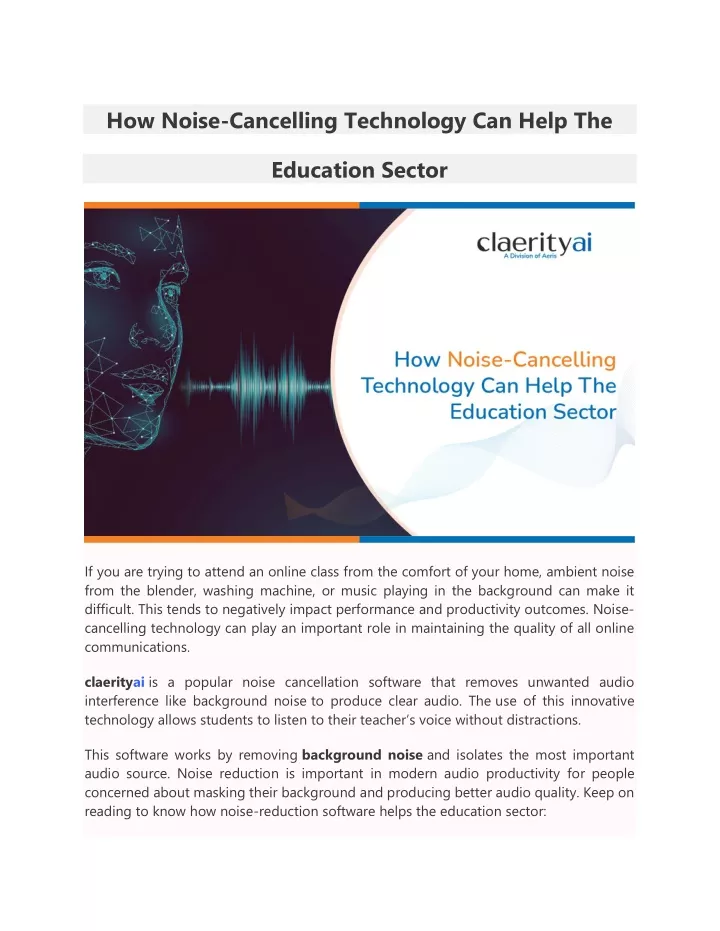 how noise cancelling technology can help the