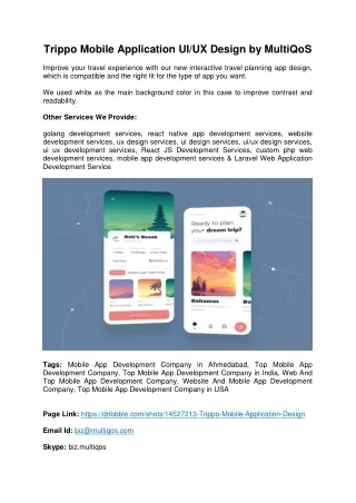 Trippo Mobile Application UI and UX Design by MultiQoS