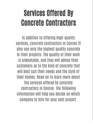 Services Offered By Concrete Contractors