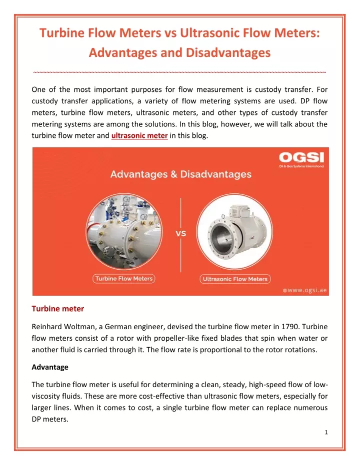 PPT - Turbine Flow Meters Vs Ultrasonic Flow Meters: Advantages And ...