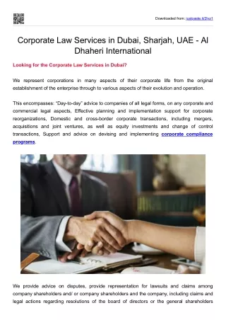 Corporate Law Services in Dubai, Sharjah, UAE - Al Dhaheri International