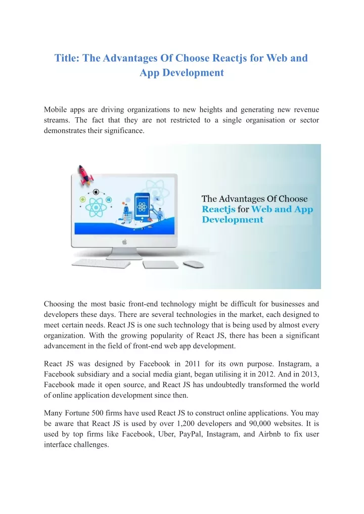 title the advantages of choose reactjs