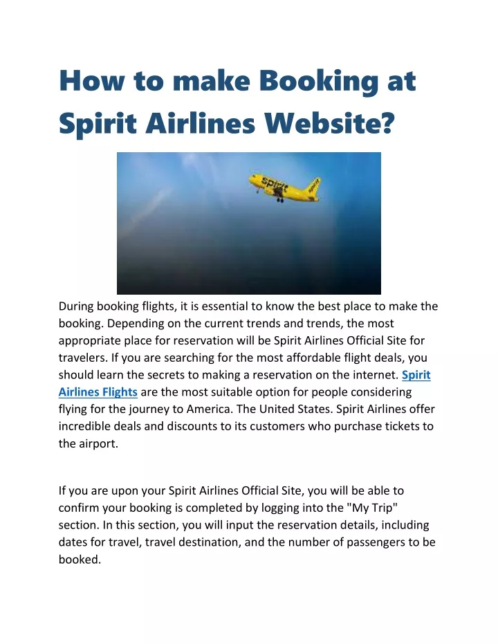 how to make booking at spirit airlines website