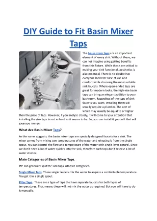 diy guide to fit basin mixer taps