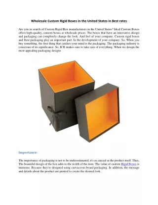 Wholesale Custom Rigid Boxes in the United States in Best rates