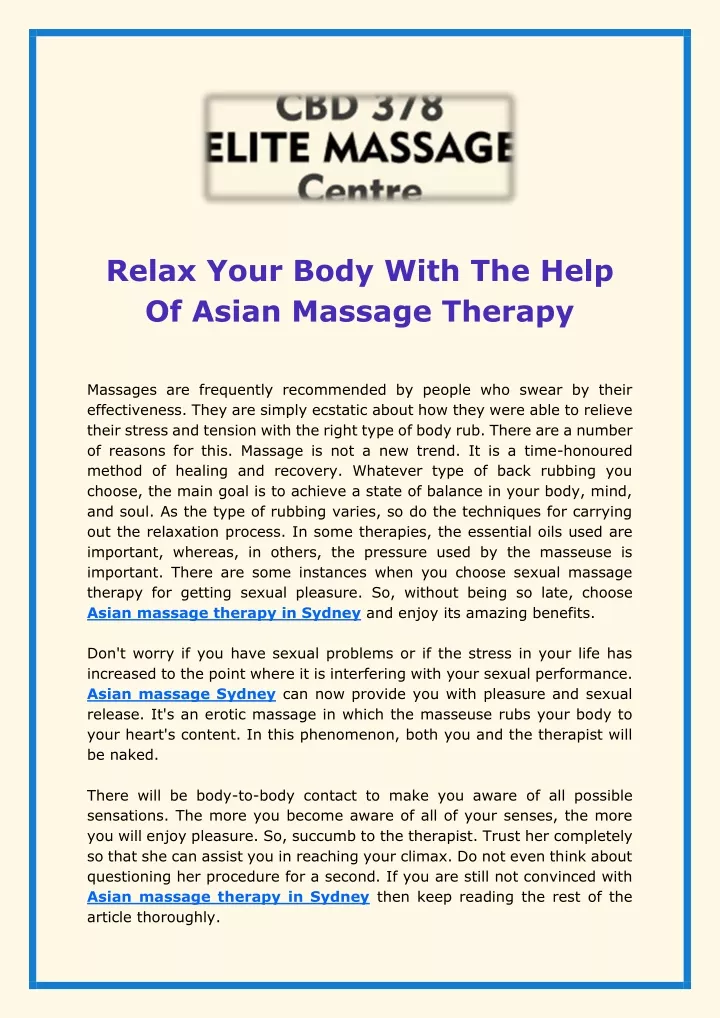 relax your body with the help of asian massage