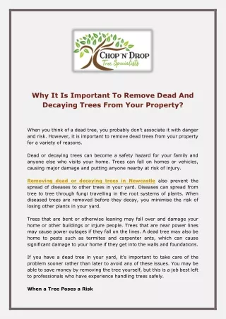 why it is important to remove dead and decaying