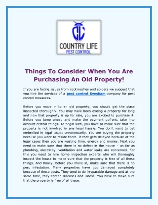 Things To Consider When You Are Purchasing An Old Property! - Country Life Pest Control