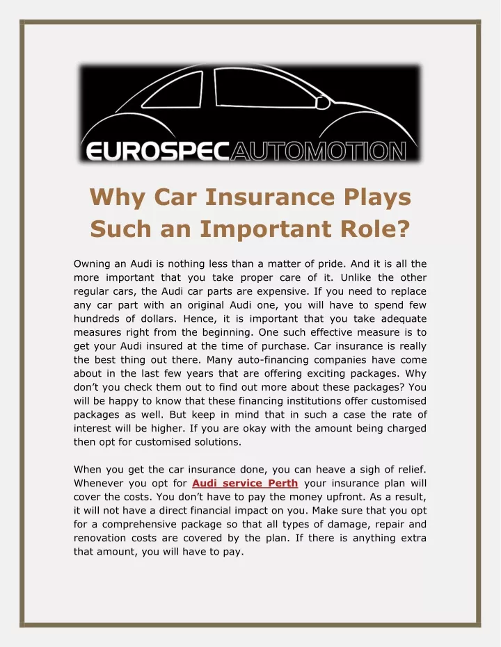 why car insurance plays such an important role