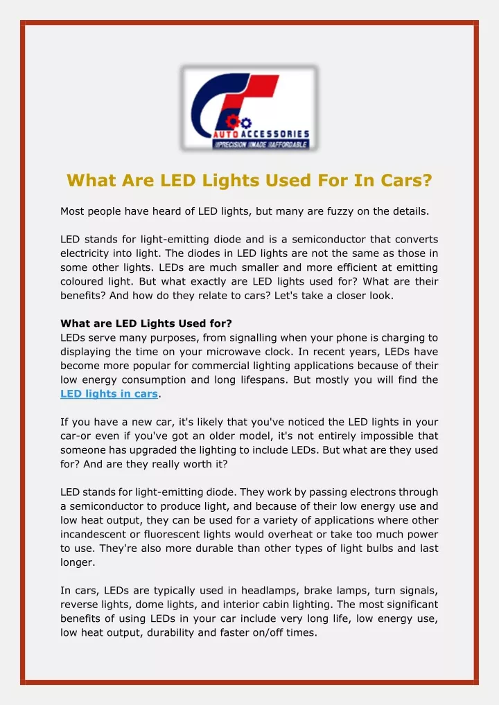 what are led lights used for in cars