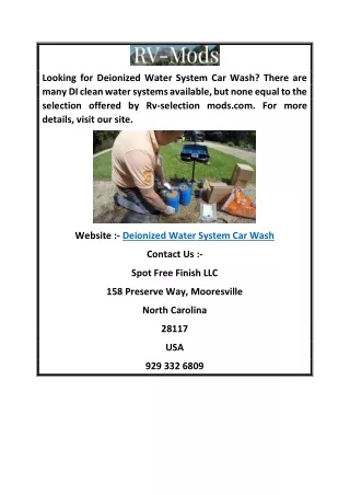 Deionized Water System Car Wash  Rv-mods.com