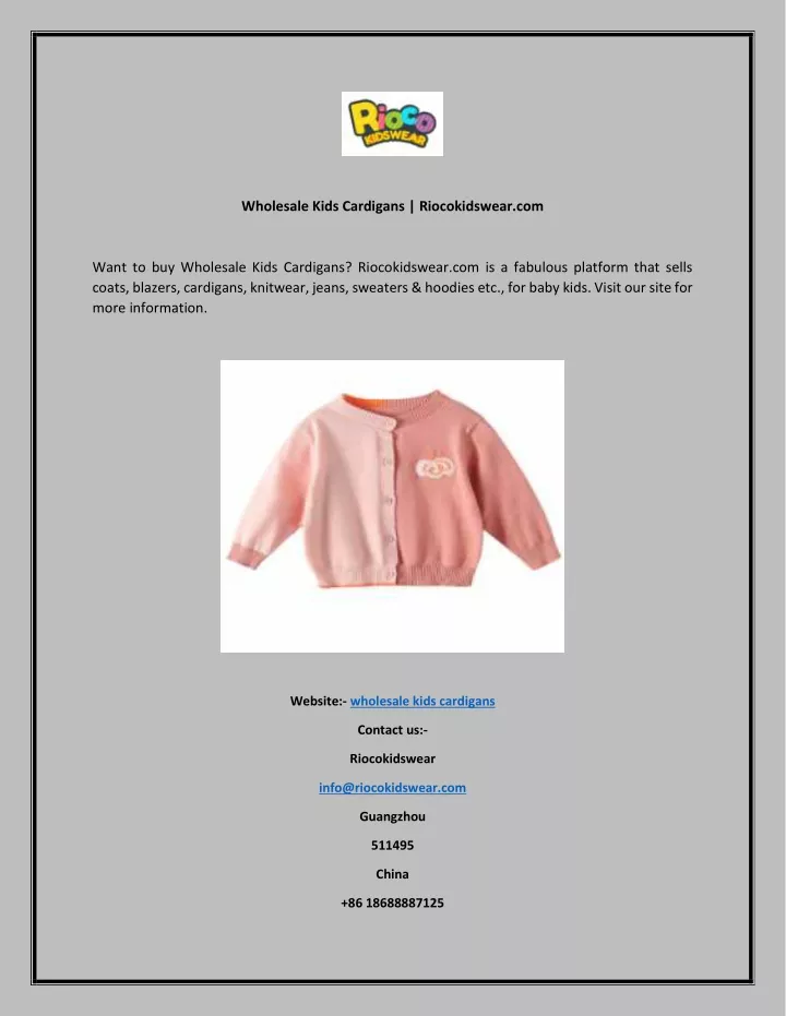 wholesale kids cardigans riocokidswear com