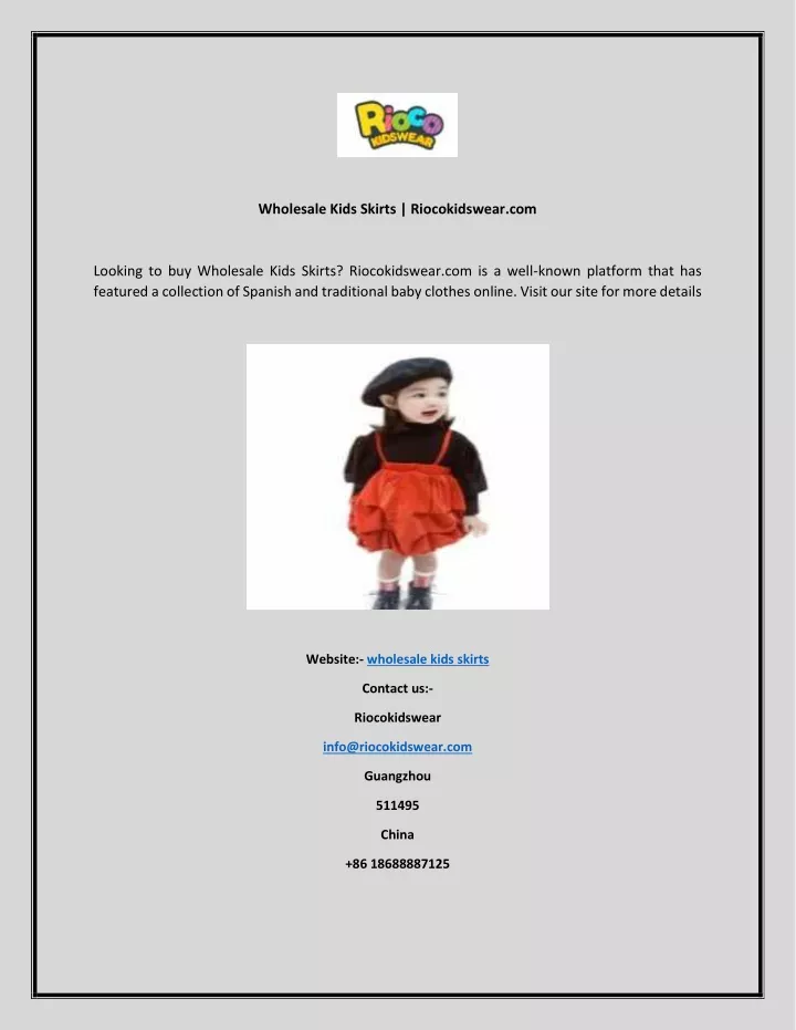 wholesale kids skirts riocokidswear com