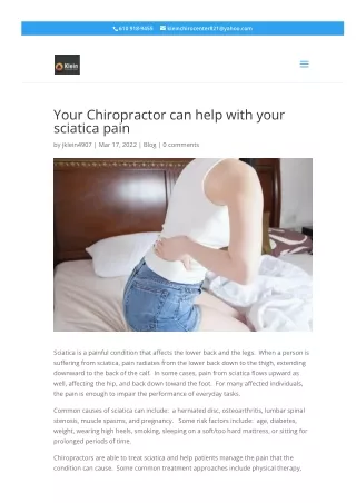 Your Chiropractor can help with your sciatica pain