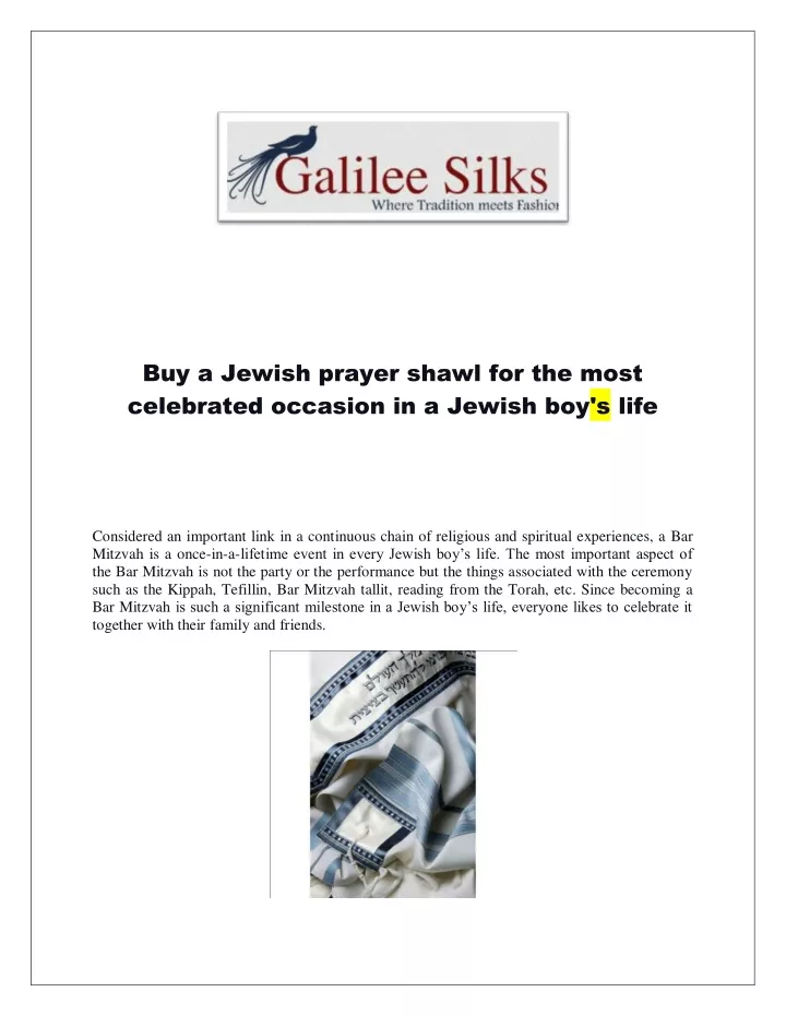 buy a jewish prayer shawl for the most celebrated