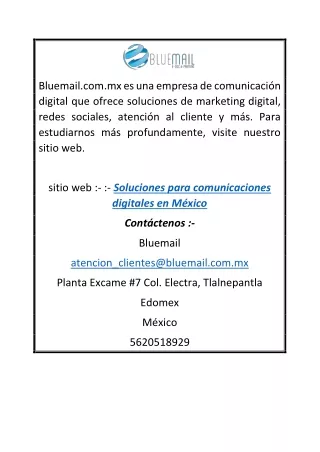 Soluciones para comunicaciones digitales en México  Bluemail.com.mx