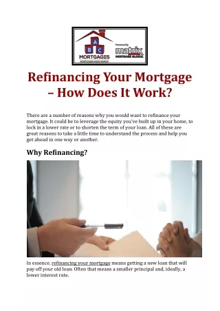 Refinancing Your Mortgage – How Does It Work-converted