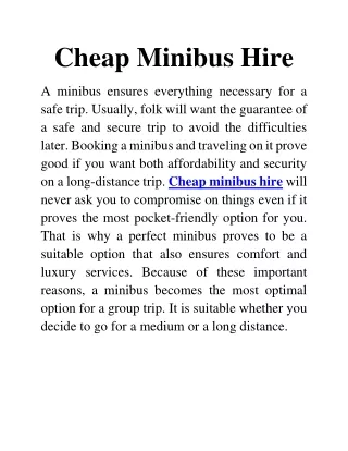 cheap minibus hire