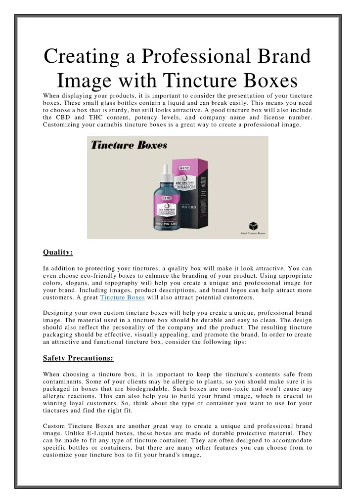 creating a professional brand image with tincture