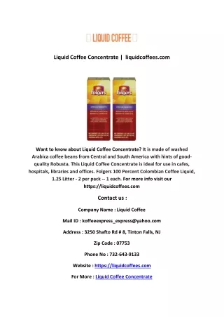 Liquid Coffee Concentrate