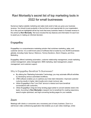 Ravi Morisetty’s Secret List of Top Marketing Tools in 2022 for Small Businesses