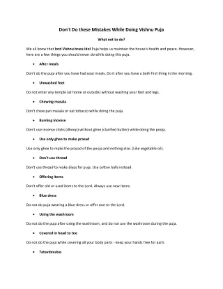 don t do these mistakes while doing vishnu puja