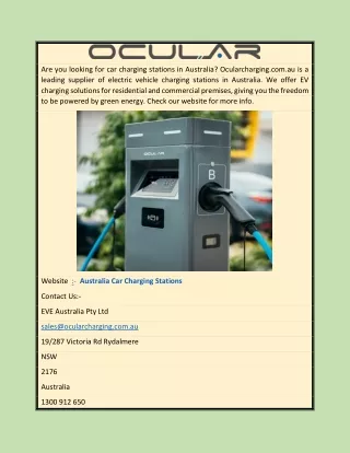 Australia Car Charging Stations | Ocularcharging.com.au