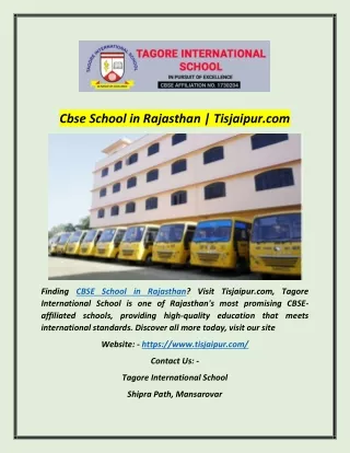 Cbse School in Rajasthan | Tisjaipur.com