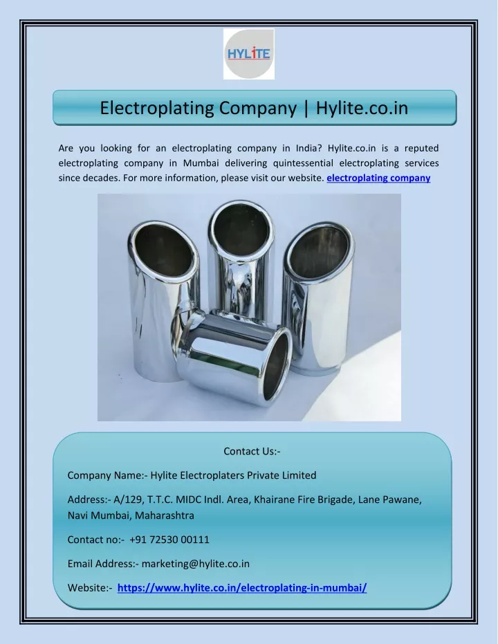 electroplating company hylite co in