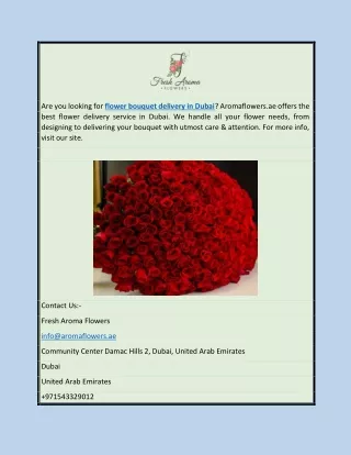 Flower Bouquet Delivery in Dubai | Aromaflowers.ae