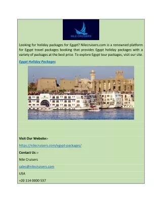 looking for holiday packages for egypt