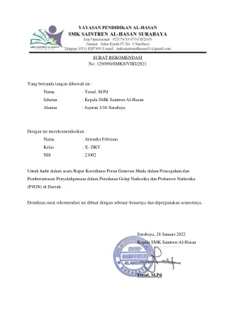Surat Rekomendasi Rapat (P4GN)