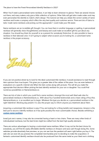 the place to have the finest personalized