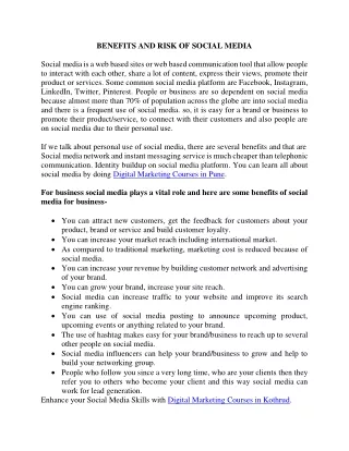benefits and risk of social media social media