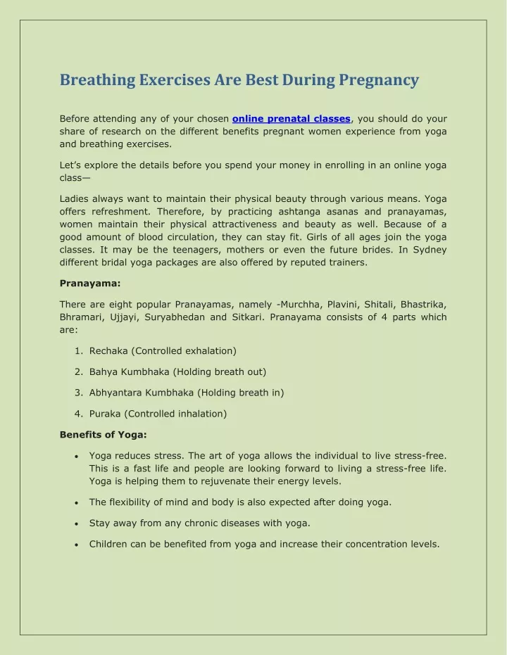 breathing exercises are best during pregnancy