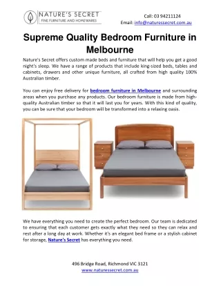 Supreme Quality Bedroom Furniture in Melbourne