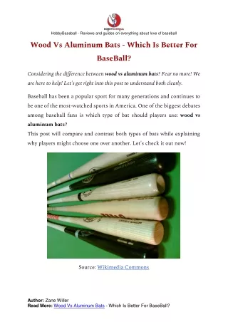 Difference Is WOOD VS ALUMINUM BATS: WHICH IS BETTER?