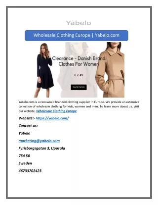 Wholesale Clothing Europe | Yabelo.com
