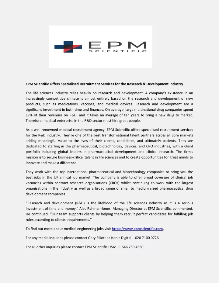 epm scientific offers specialised recruitment