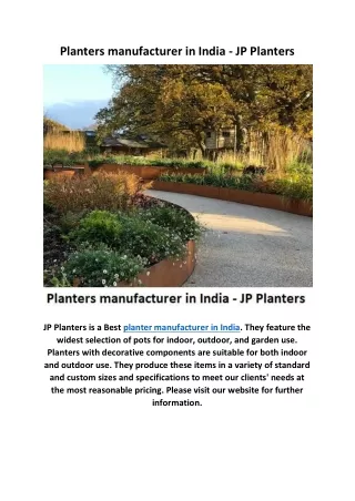 Planters manufacturer in India - JP Planters