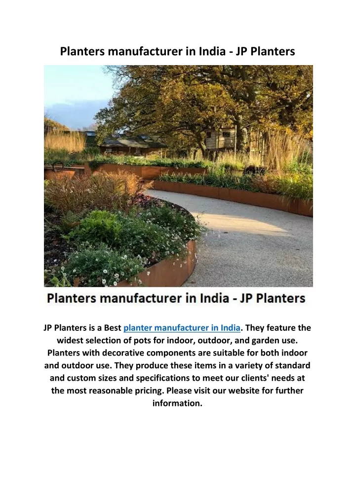 planters manufacturer in india jp planters