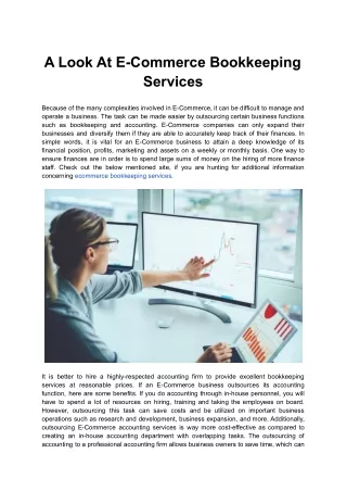 a look at e commerce bookkeeping services