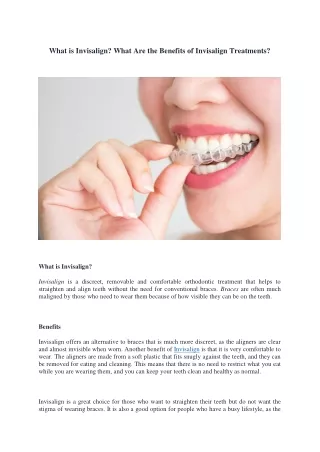 What is Invisalign? What Are the Benefits of Invisalign Treatments?